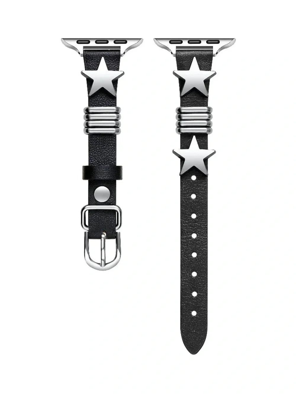 NWT Posh Tech/FreePeople Austin Star Leather Band for Apple Watch - Black/Gray